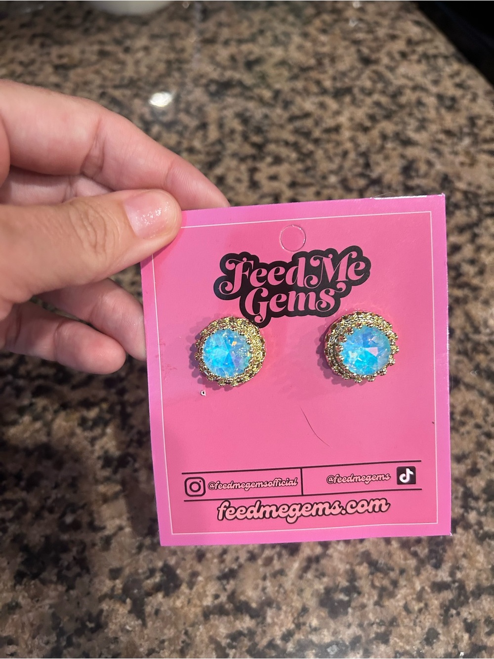 Feed Me Gems Blue Opal Queen Stud Earrings